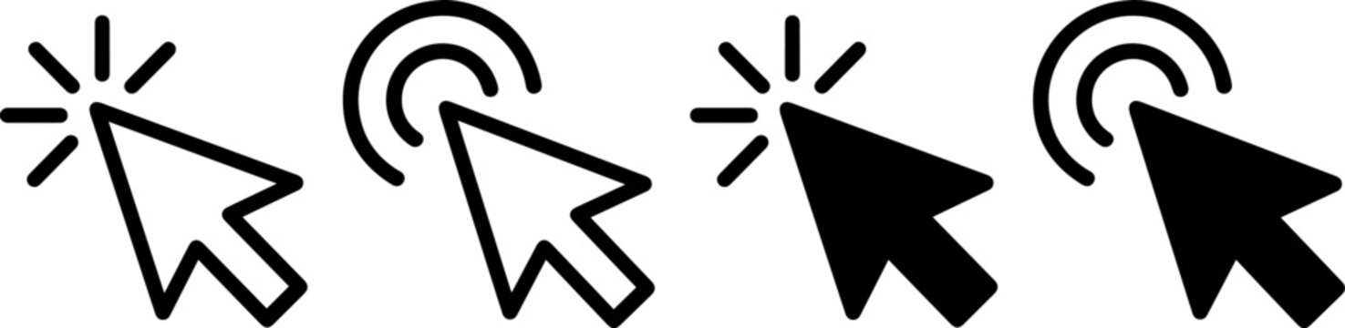Set of computer mouse cursor click icons