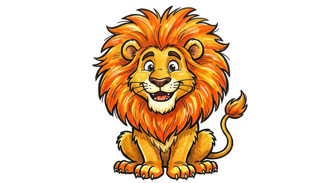 Playful cartoon lion character on fun illustration colorful design creative environment