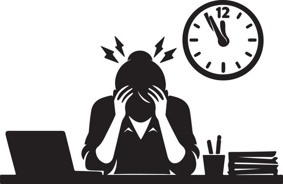 Stressed Female Employee Facing Work Deadline
