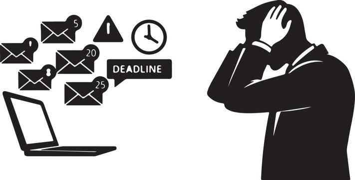 Stressed Businessman Overwhelmed By Email Influx
