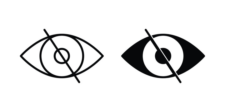 Hide icon logo illustration. Black and white pictogram