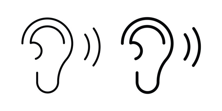 Listening icon logo illustration. Black and white pictogram