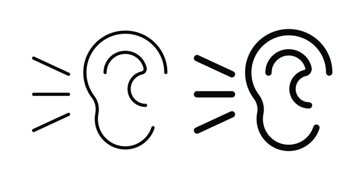 Listening icon logo illustration. Black and white pictogram