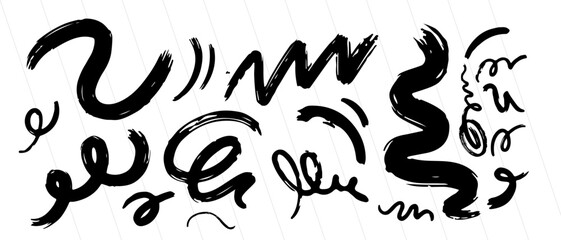 Bold organic squiggly bundle web icon lines and curly brush strokes  Funky grunge graffiti thick squiggles, doodle irregular lines for  street art or futuristic design  Geometric bold organic forms wi © Radika