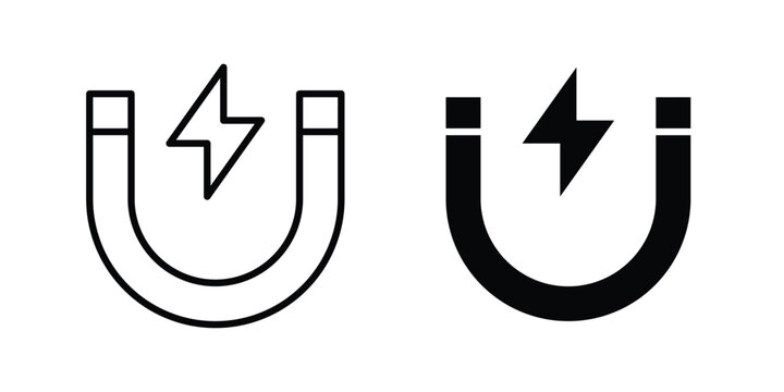 Magnet icon logo illustration. Black and white pictogram