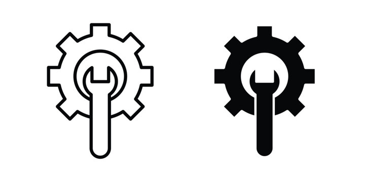 Maintenance icon logo illustration. Black and white pictogram