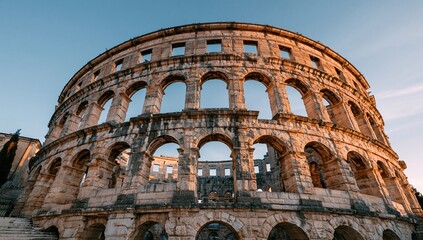 Fototapeta premium Colosseum ancient Roman amphitheater exterior in daylight, Rome