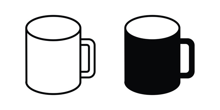 Mug icon logo illustration. Black and white pictogram