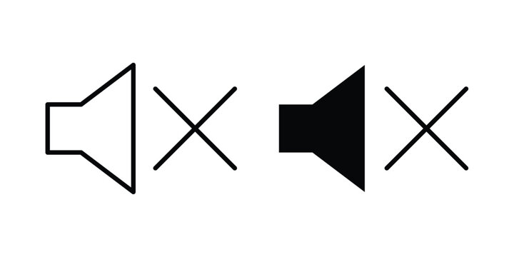 Mute icon logo illustration. Black and white pictogram
