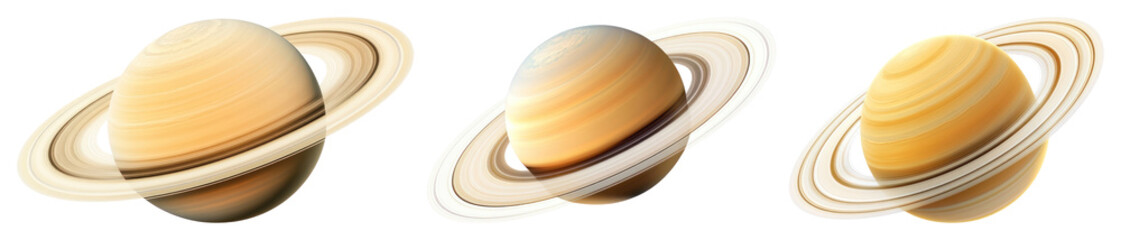 Obraz premium PNG Three Saturn planet illustrations on transparent background