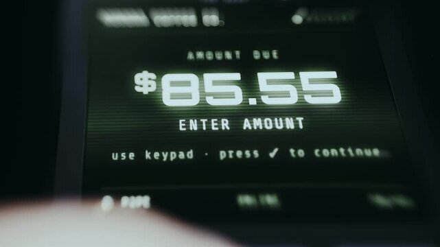Payment screen prompting user to enter an amount via keypad