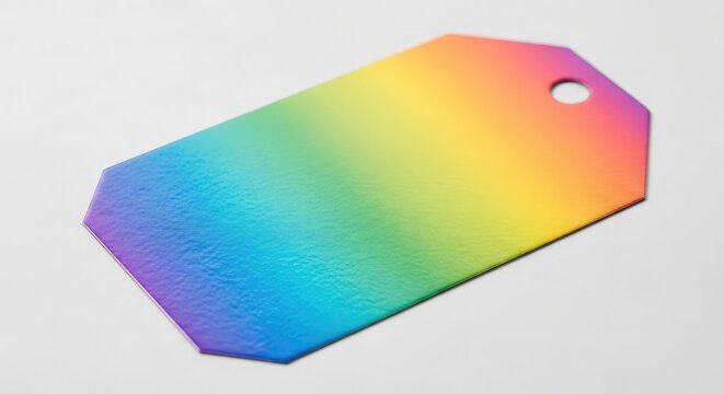 Rainbow colored blank gift tag with hole for string