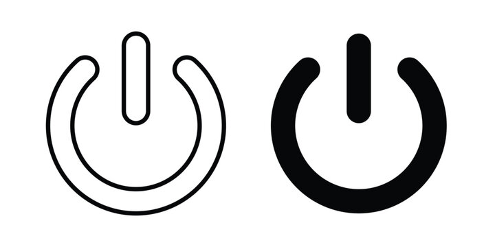 Power button icon logo illustration. Black and white pictogram
