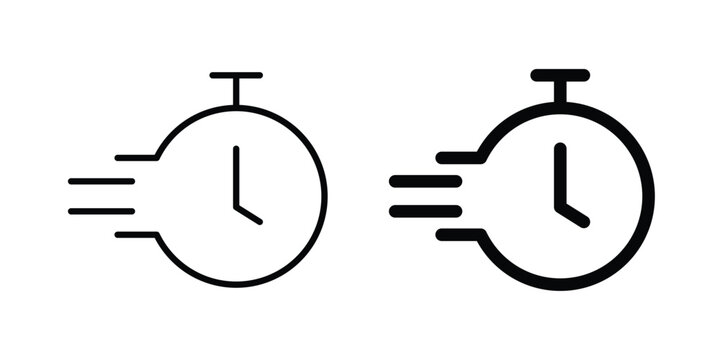 Quick Time icon logo illustration. Black and white pictogram