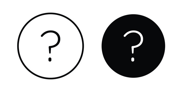 Question icon logo illustration. Black and white pictogram