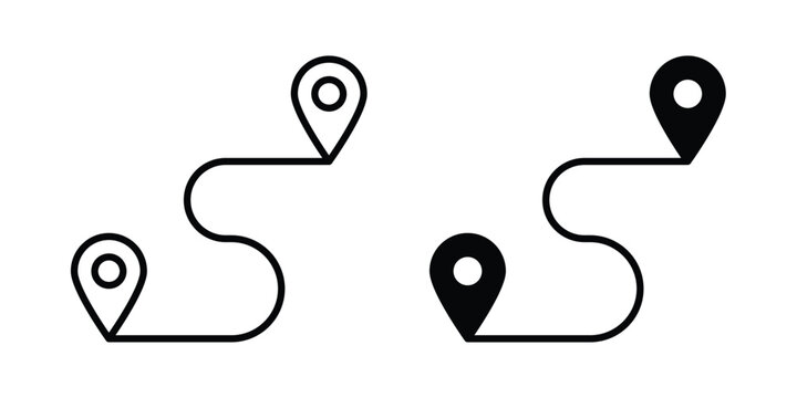Route icon logo illustration. Black and white pictogram