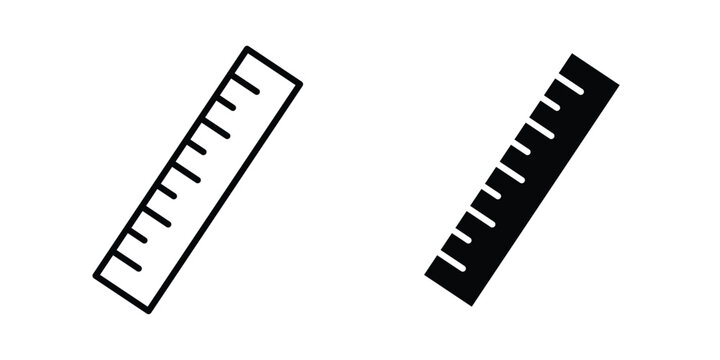 Ruler icon logo illustration. Black and white pictogram