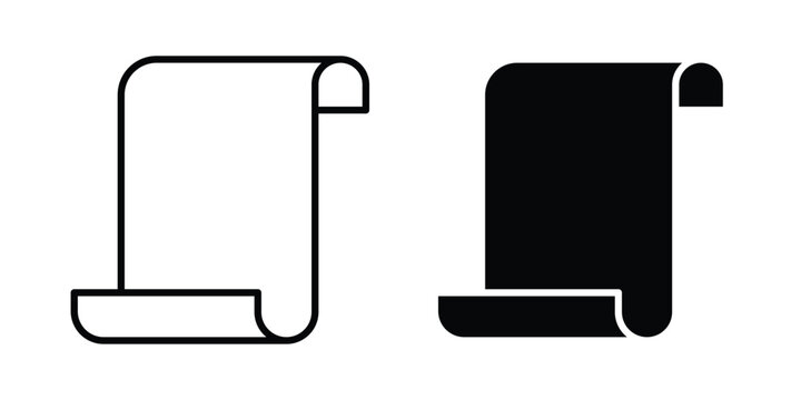 Scroll icon logo illustration. Black and white pictogram