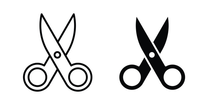 Scissor icon logo illustration. Black and white pictogram