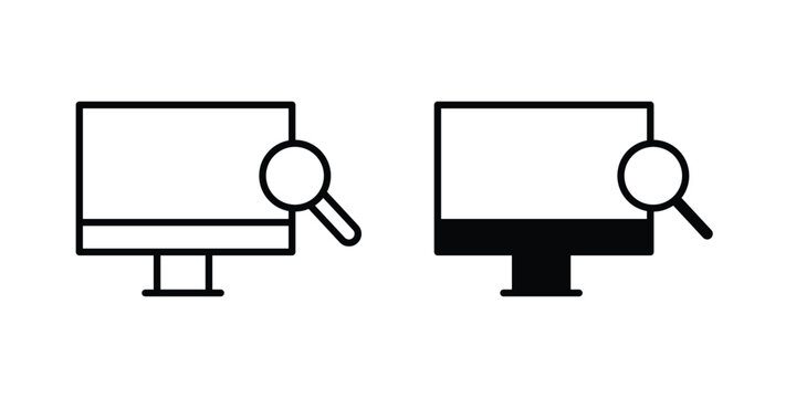 Search online icon logo illustration. Black and white pictogram