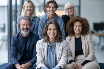 Obraz premium Diverse team of professionals posing together in modern office