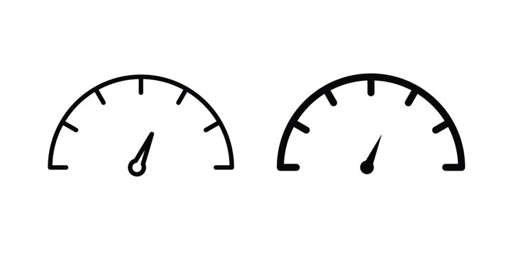 Speedometer icon logo illustration. Black and white pictogram