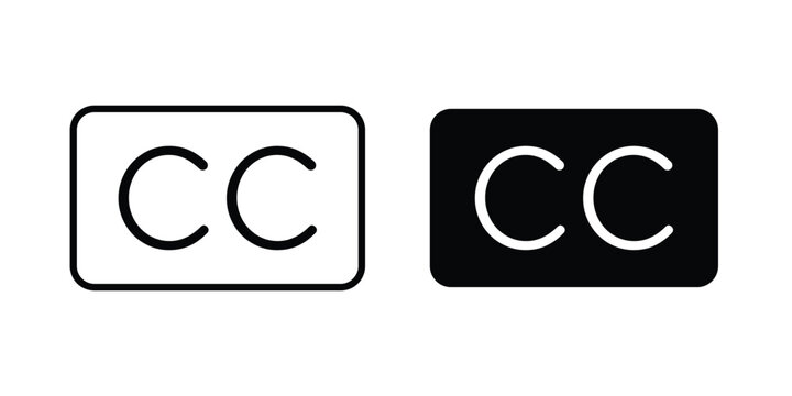 Subtitles icon logo illustration. Black and white pictogram
