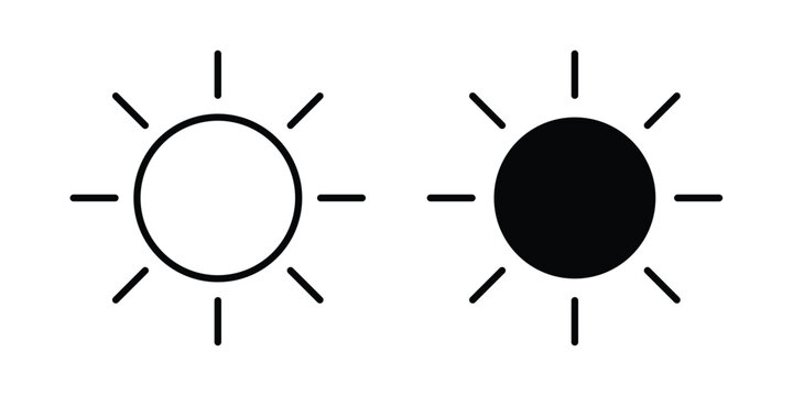 Sun icon logo illustration. Black and white pictogram