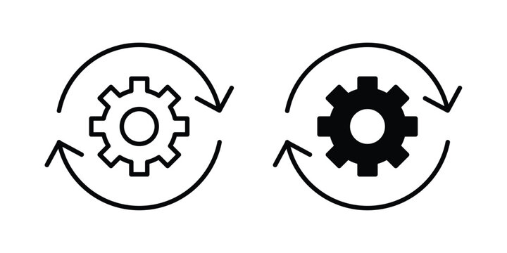 System update icon logo illustration. Black and white pictogram