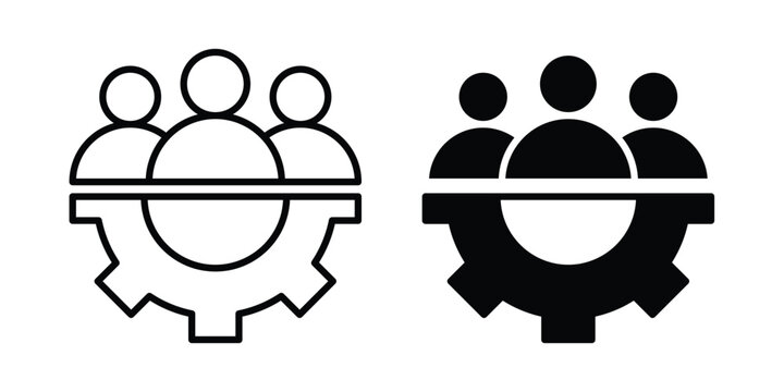 Team management icon logo illustration. Black and white pictogram