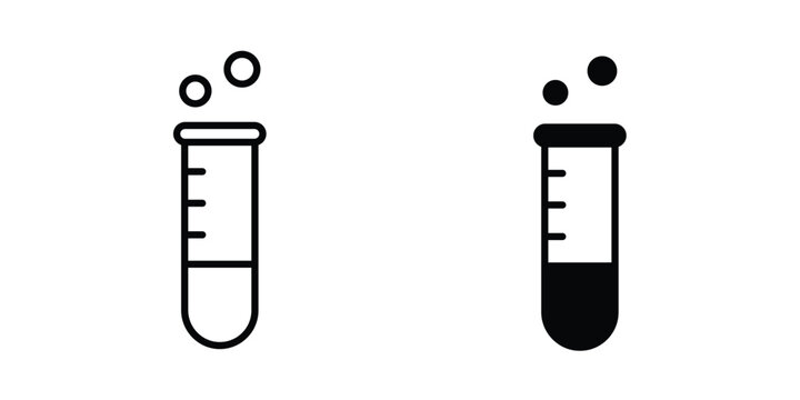 Test tube icon logo illustration. Black and white pictogram