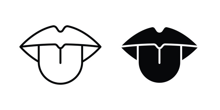 Tongue icon logo illustration. Black and white pictogram