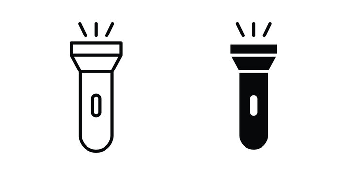 Torch light icon logo illustration. Black and white pictogram
