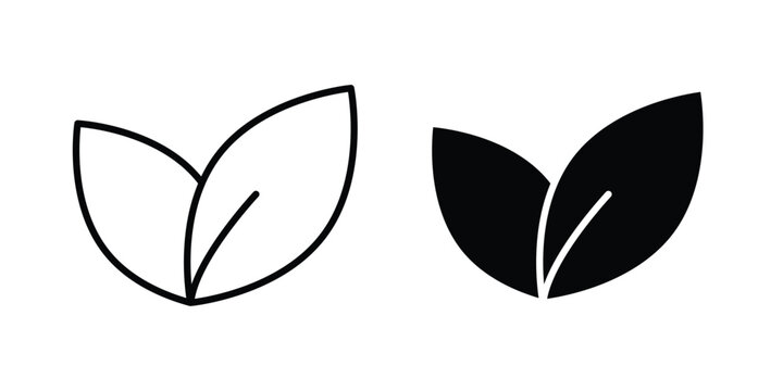 Vegan icon logo illustration. Black and white pictogram