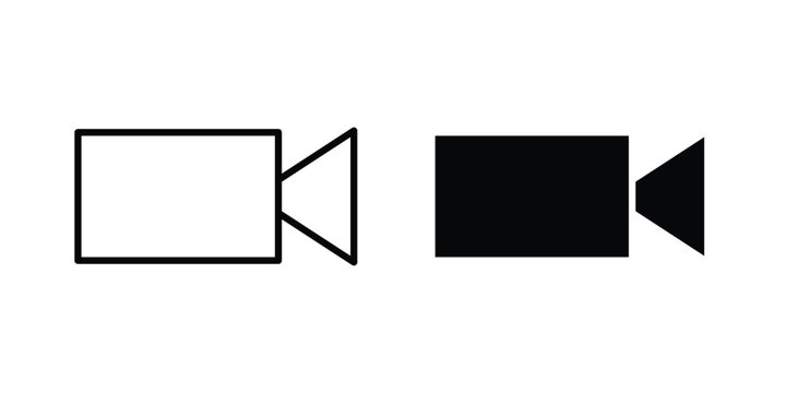 Video call icon logo illustration. Black and white pictogram
