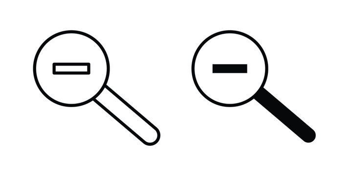 Zoom out icon logo illustration. Black and white pictogram