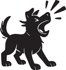 Fototapeta premium Dog silhouette barking black graphic on white background