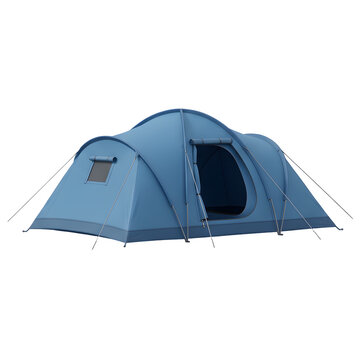 Blue Four-Person Tunnel Tent with Window