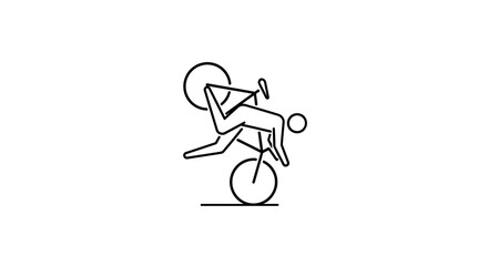 Obraz premium Stick figure falling over handlebars during a bicycle stunt.