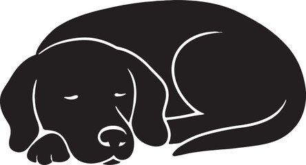 Fototapeta premium sleeping dog silhouette on white background