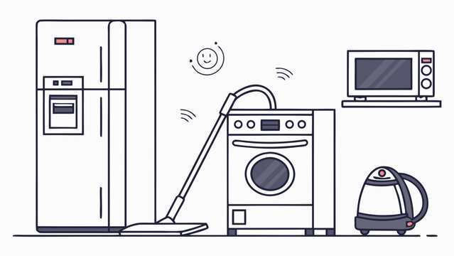 Modern household appliances and kitchen equipment vector illustration