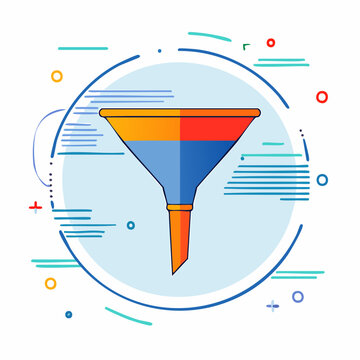 Funnel icon with abstract design elements