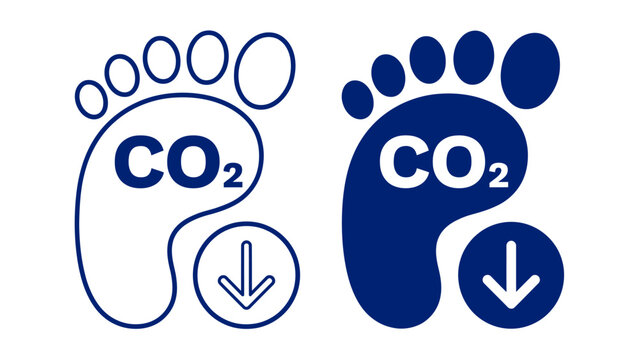 Footprint graphic showing reduced carbon dioxide emissions