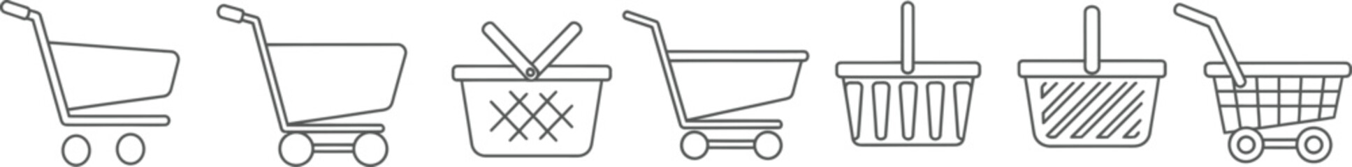 Shopping cart icons set linear style vector illustration © MDATIKUR