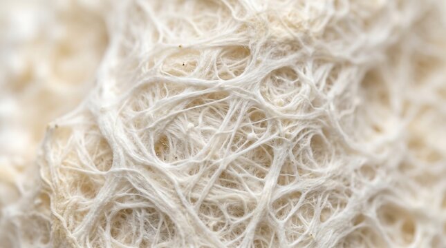 Elegant biological mycelium network background. Conceptual ultra-minimalist macro texture of interconnected white roots and fibers for biotechnology branding.