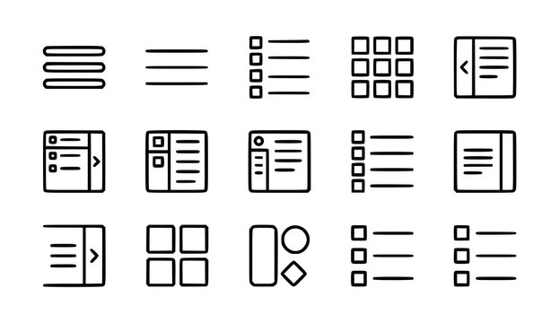 Menu icon set linear design for web app and ui development