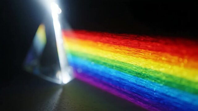Sunlight Refracts Through Prism Creating Rainbow Spectrum