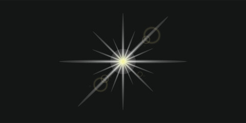 Obraz premium Abstract radiant starburst light symbol on dark background. Elegant geometric sparkle with glowing lines creates a futuristic celestial design. Minimal luminous icon ideal for branding.
