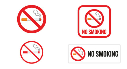No smoking signs red circle and rectangle vector illustrations © Gazi.