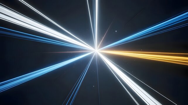 Independent light beams converging into single focused ray &ndash; Great for shared vision, product launches, or strategic focus alignment.